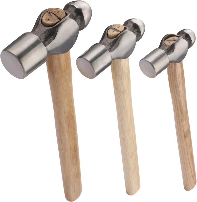 GENHAKON 3 Packs Ball Peen Hammer Set, 16oz & 24oz & 32oz, Ball Pein Hammers with Forged Steel Head & Wood Handle, by . - Image 1
